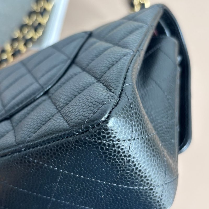 ::CHANEL:: A01112 Classic Flap 黑荔枝皮革 金雙C 經典 11.12 口蓋包 COCO 25-15