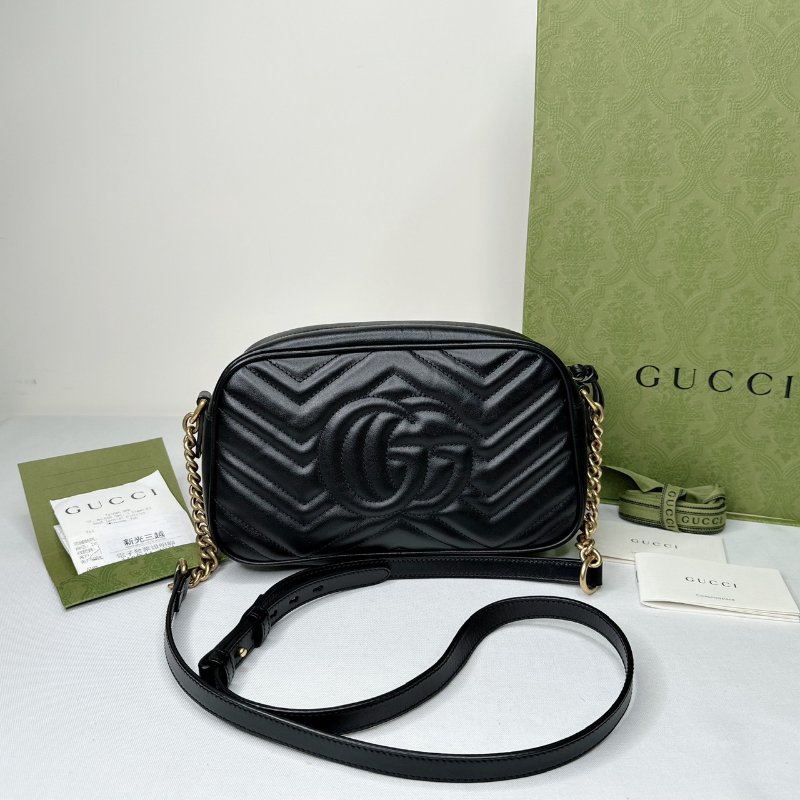 GUCCI GG Marmont黑金相機包-1