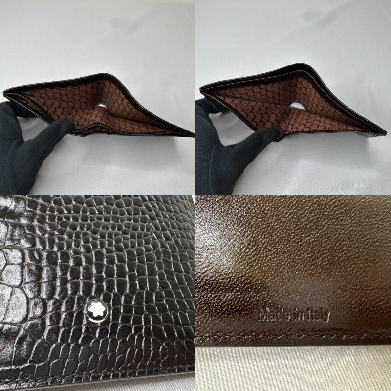 MONTBLANC 萬寶龍牛皮鱷魚紋對開短夾-9