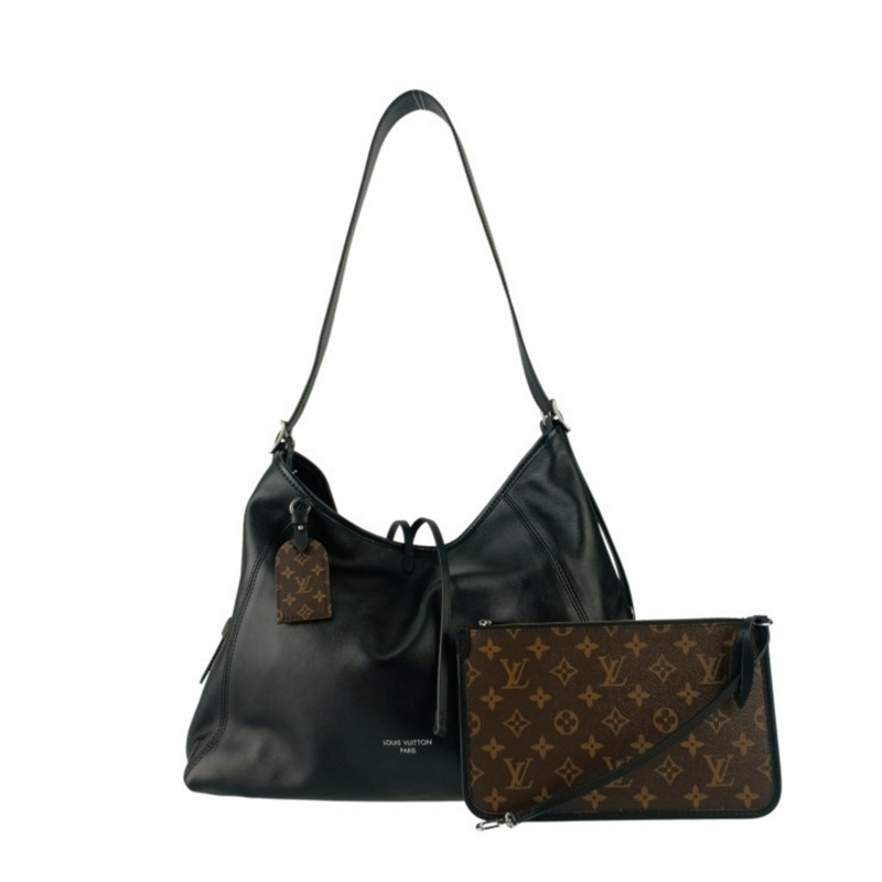 LOUIS VUITTON 路易威登 Vibe Carryall 單肩包 MM M25143 黑色棕色小羊皮 Monogram 帆布 男女通用-0