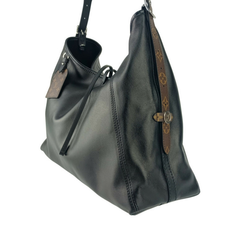 LOUIS VUITTON 路易威登 Vibe Carryall 單肩包 MM M25143 黑色棕色小羊皮 Monogram 帆布 男女通用-2