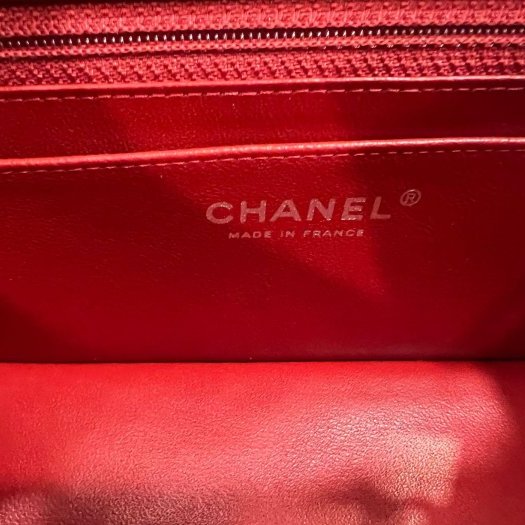 東區正精品㊣CHANEL MINI COCO 20 A69900 香奈兒紅色羊皮銀鍊菱格紋斜背包 CF 20cm RZ5634-2