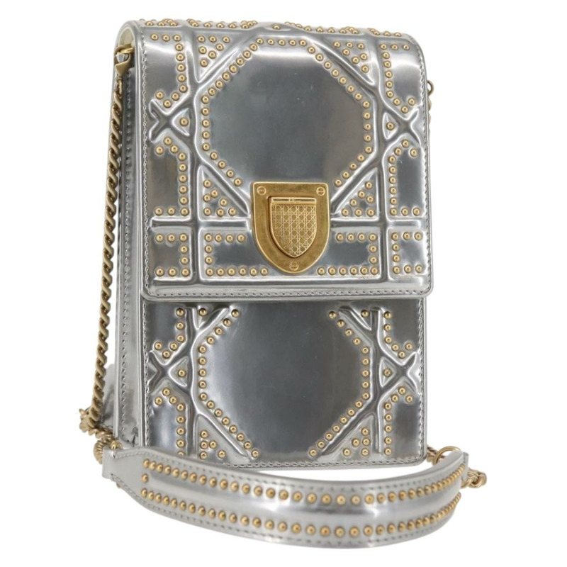 【日本直送】Christian Dior 鏈條單肩包 琺瑯銀色 正品 128918-0