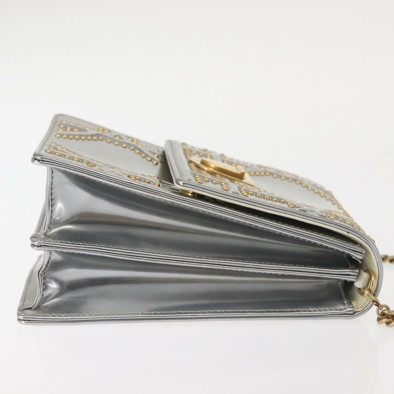 【日本直送】Christian Dior 鏈條單肩包 琺瑯銀色 正品 128918-2