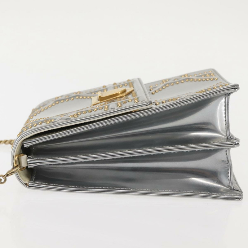 【日本直送】Christian Dior 鏈條單肩包 琺瑯銀色 正品 128918-3