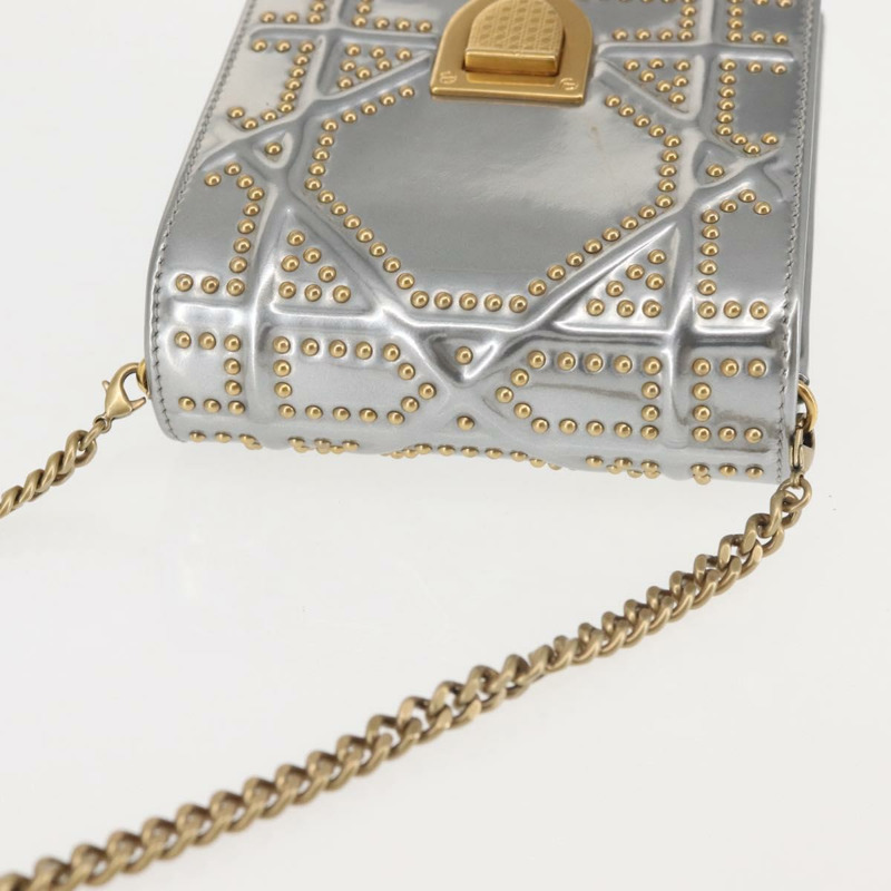 【日本直送】Christian Dior 鏈條單肩包 琺瑯銀色 正品 128918-5
