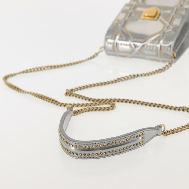 【日本直送】Christian Dior 鏈條單肩包 琺瑯銀色 正品 128918-6