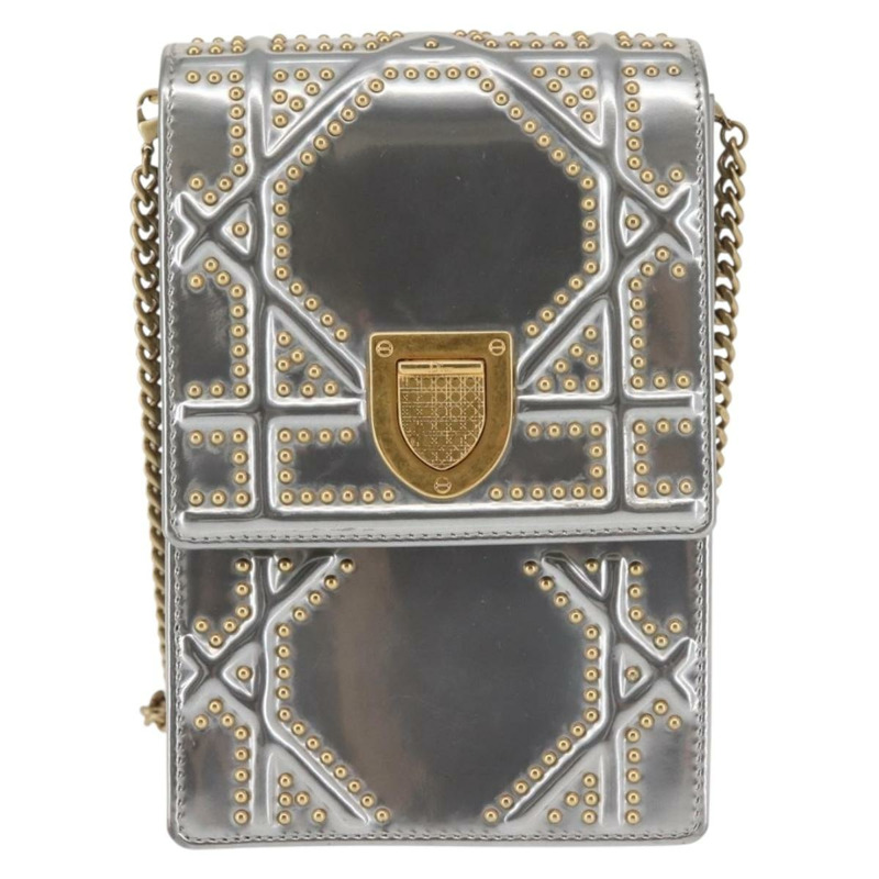 【日本直送】Christian Dior 鏈條單肩包 琺瑯銀色 正品 128918-12
