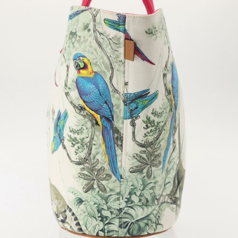 【日本直送】愛馬仕動物圖案 Panier Plage PM 手袋帆佈白銀色正品 yk19446-2
