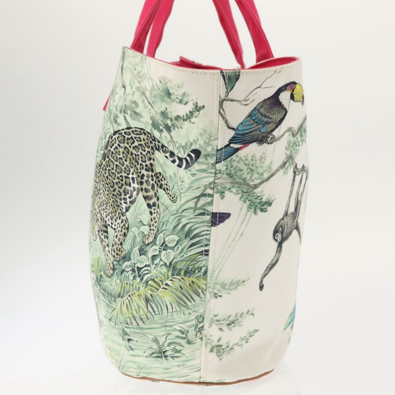 【日本直送】愛馬仕動物圖案 Panier Plage PM 手袋帆佈白銀色正品 yk19446-3