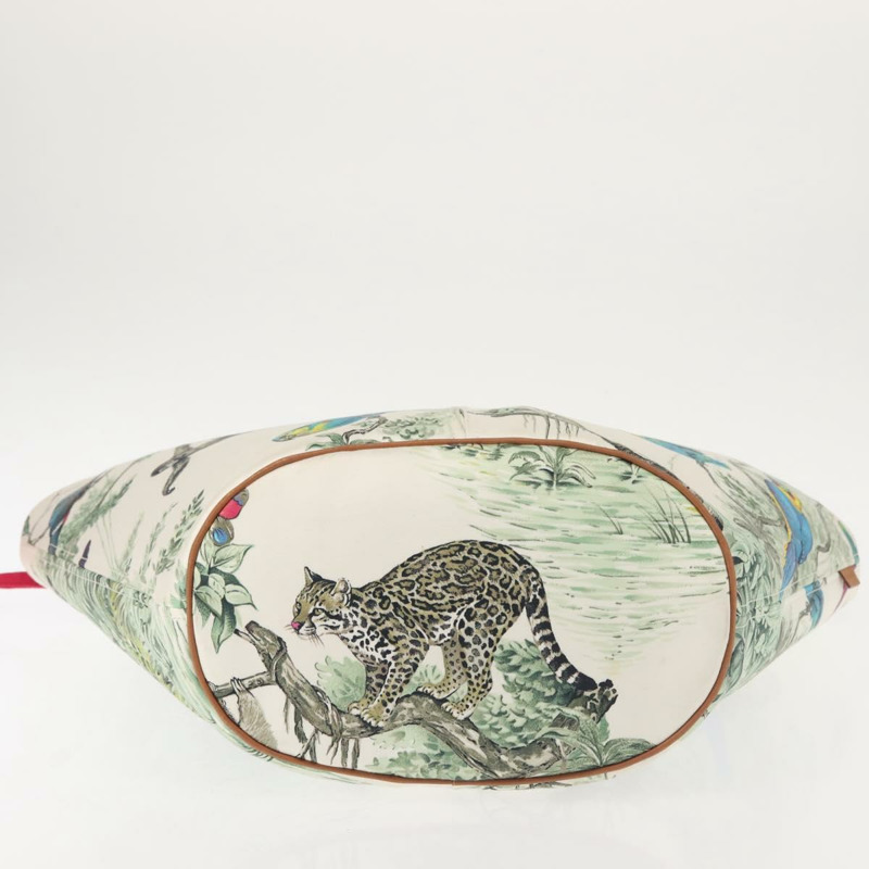 【日本直送】愛馬仕動物圖案 Panier Plage PM 手袋帆佈白銀色正品 yk19446-4