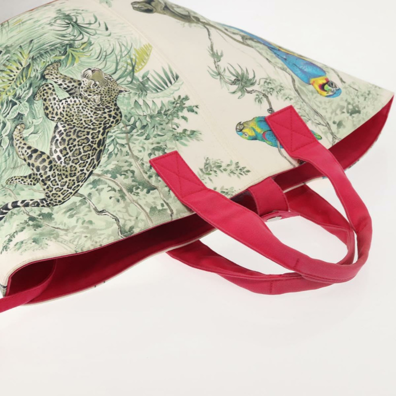 【日本直送】愛馬仕動物圖案 Panier Plage PM 手袋帆佈白銀色正品 yk19446-5