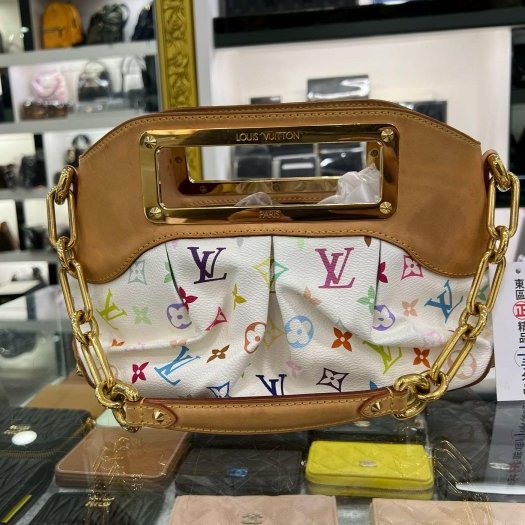 東區正精品㊣LV M40257 Judy PM 白彩金釦方框手提肩背鏈包小款 RZ5859-0