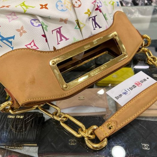 東區正精品㊣LV M40257 Judy PM 白彩金釦方框手提肩背鏈包小款 RZ5859-5