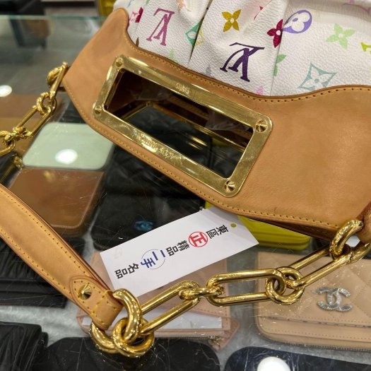 東區正精品㊣LV M40257 Judy PM 白彩金釦方框手提肩背鏈包小款 RZ5859-6