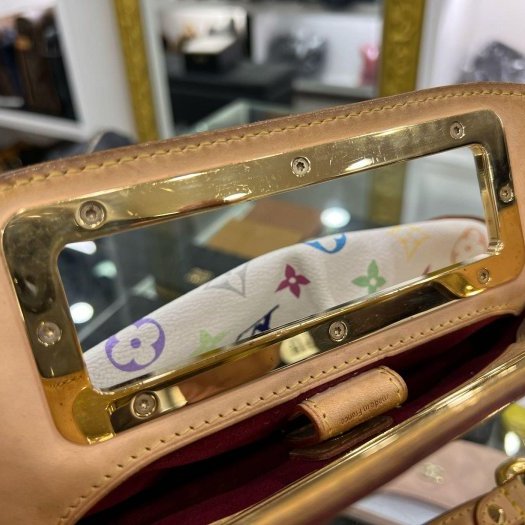 東區正精品㊣LV M40257 Judy PM 白彩金釦方框手提肩背鏈包小款 RZ5859-8