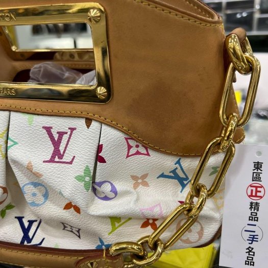 東區正精品㊣LV M40257 Judy PM 白彩金釦方框手提肩背鏈包小款 RZ5859-10