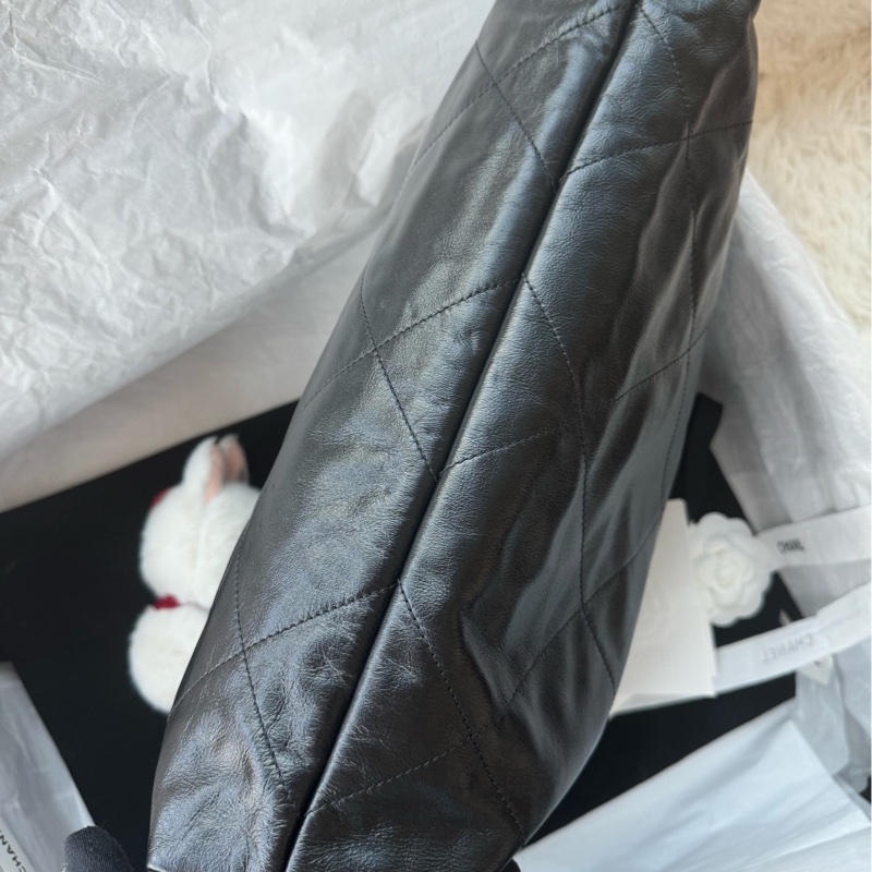 【配件:防塵袋 💕】Chanel 22bag 黑銀 黑色 銀扣 中號 牛皮單肩斜挎包-4