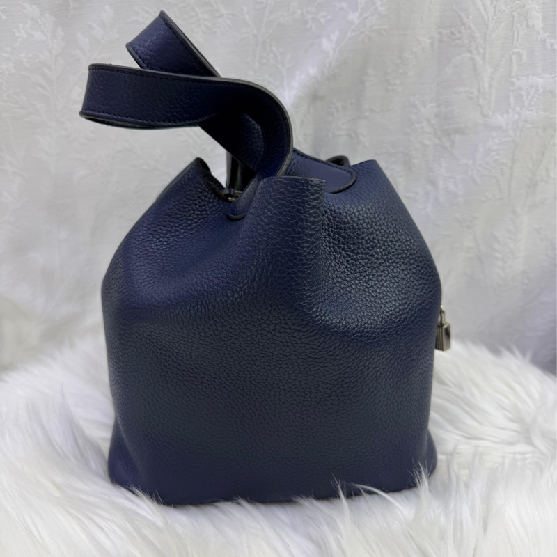 HERMES Clemence皮革Picotin 22 銀扣手挽袋 寶石藍-1