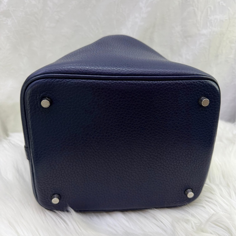 HERMES Clemence皮革Picotin 22 銀扣手挽袋 寶石藍-3