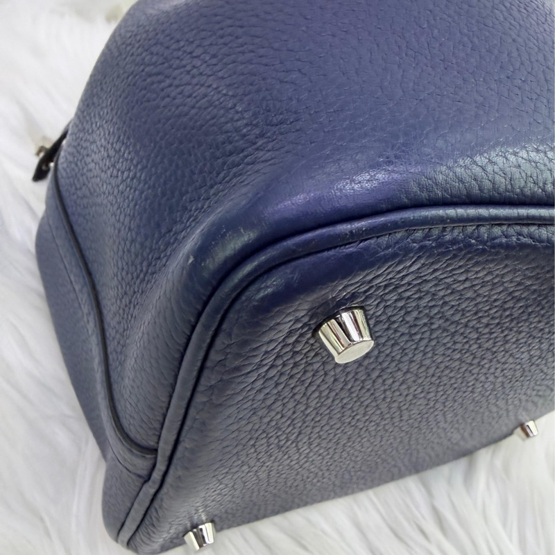 HERMES Clemence皮革Picotin 22 銀扣手挽袋 寶石藍-4