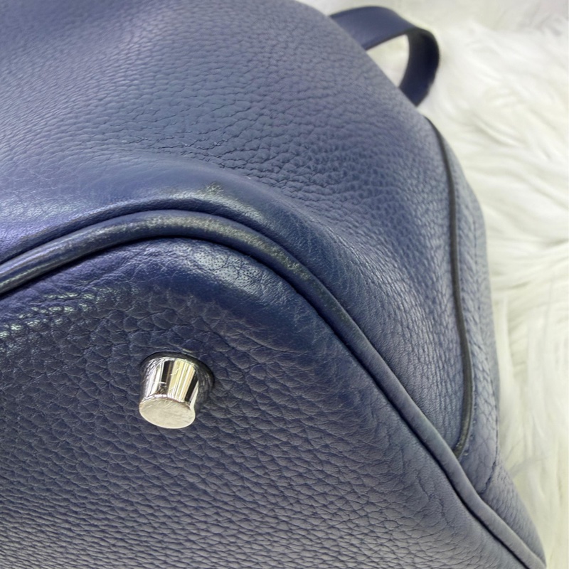 HERMES Clemence皮革Picotin 22 銀扣手挽袋 寶石藍-6