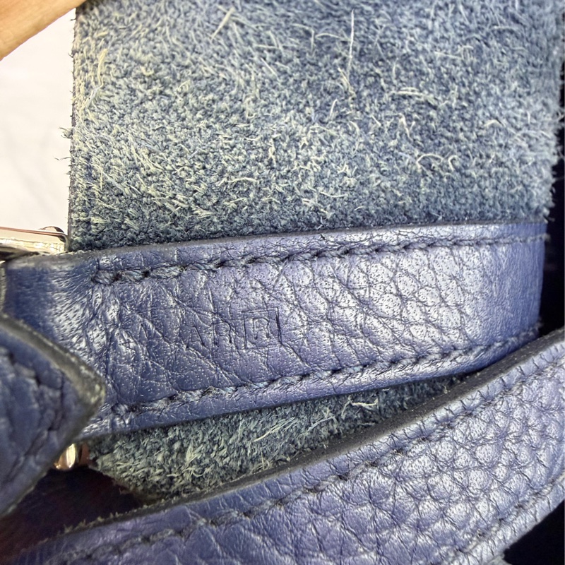 HERMES Clemence皮革Picotin 22 銀扣手挽袋 寶石藍-10