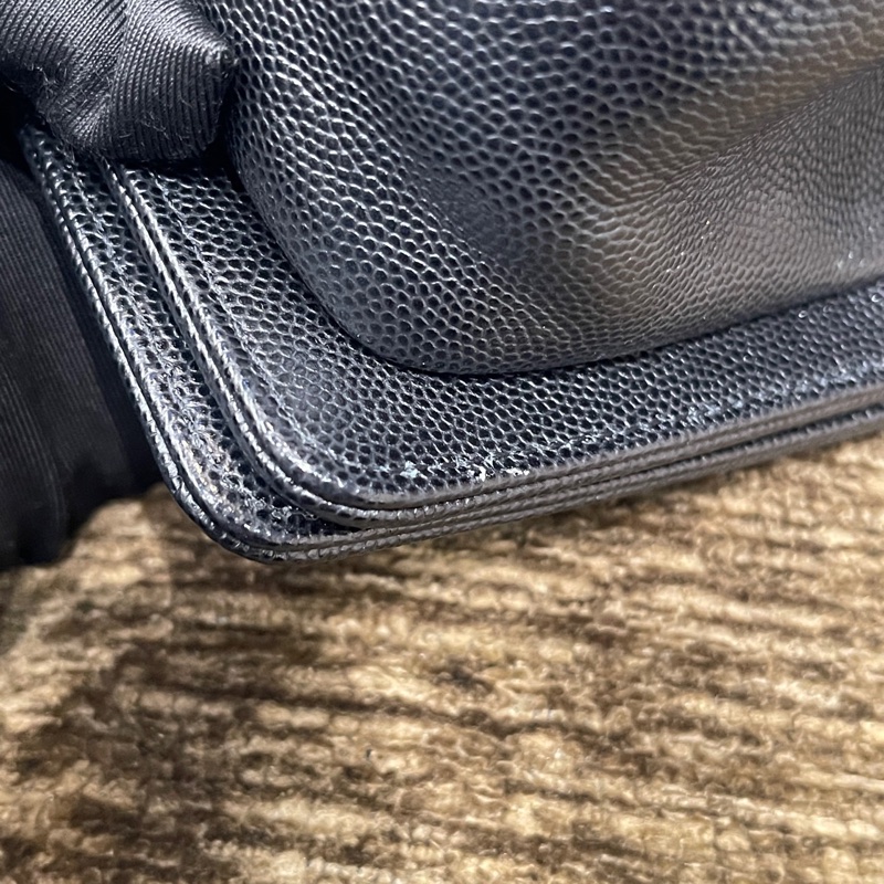 Chanel 黑銀荔枝牛leboy小號29開 卡標齊全 附件防塵袋 卡 尺寸約21x13-15