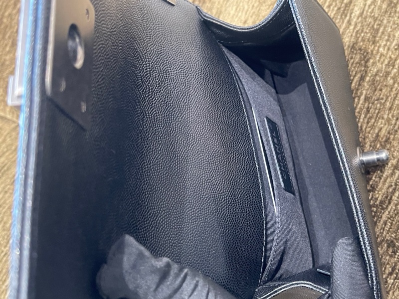 Chanel 黑銀荔枝牛leboy小號29開 卡標齊全 附件防塵袋 卡 尺寸約21x13-17