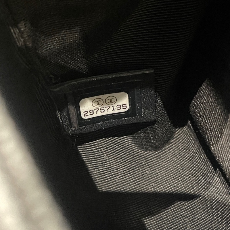 Chanel 黑銀荔枝牛leboy小號29開 卡標齊全 附件防塵袋 卡 尺寸約21x13-19
