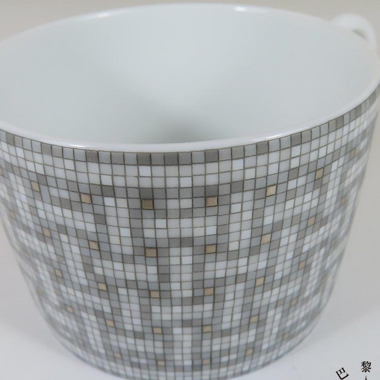 【巴黎站二手名牌專賣店】*全新現貨*HERMES 愛馬仕 真品*Mosaique au 24 platinum白銀經典H圖騰茶杯盤子組-2