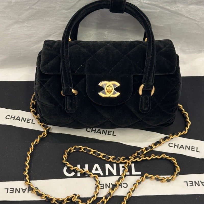 【配件:防塵袋 💕】Chanel 25C VIC 禮物 小絲絨包單肩斜挎包-0