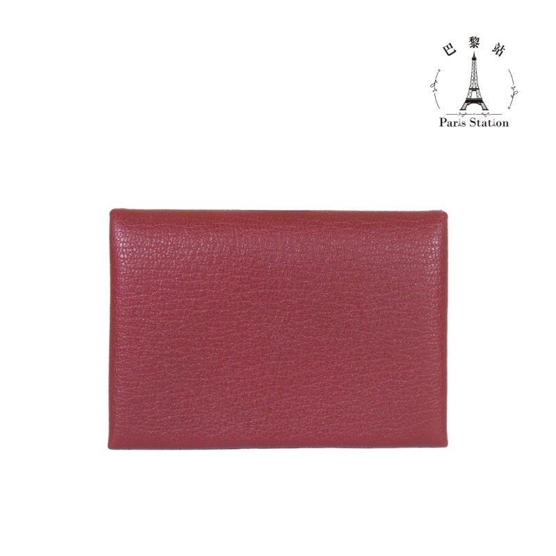 【巴黎站二手名牌專賣店】*全新現貨*HERMES愛馬仕真品*B刻CALVI DUO磚紅色牛皮零錢包 卡包 短夾 名片夾-0
