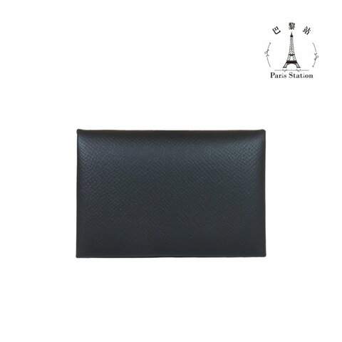 【巴黎站二手名牌專賣店】＊全新現貨＊HERMES愛馬仕真品＊B刻Calvi黑色牛皮零錢包 卡包 短夾 名片夾