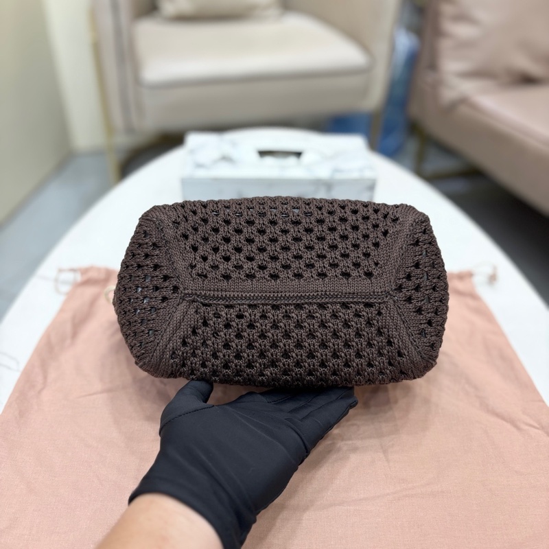 MIUMIU 咖色 編織菜籃子 可調節可拆卸肩帶 小號 附件:塵袋 尺寸約23*15*13cm-5