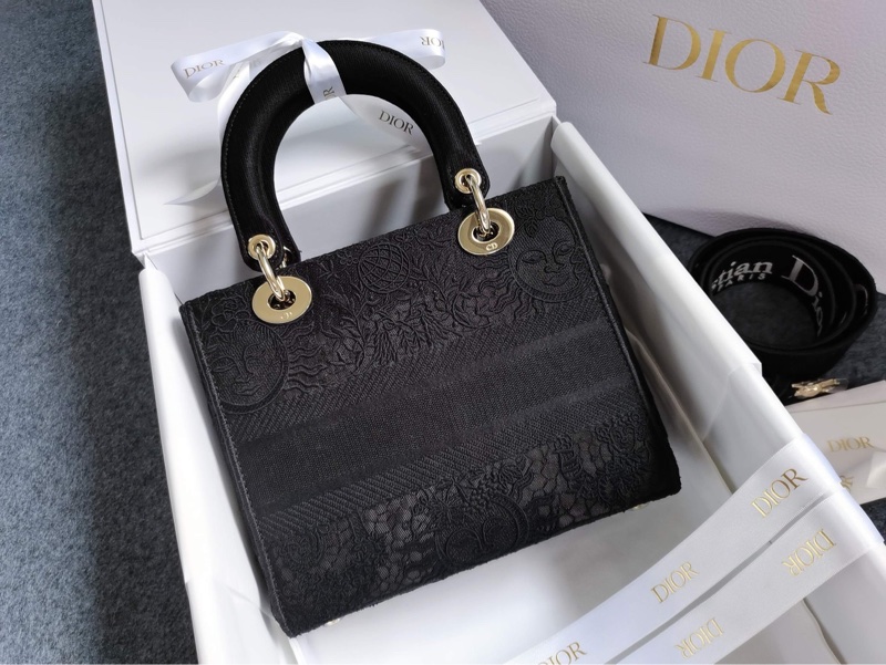 Dior 迪奧 戴妃五格 黑色蕾絲太陽女神刺繡 金扣 24編碼-2