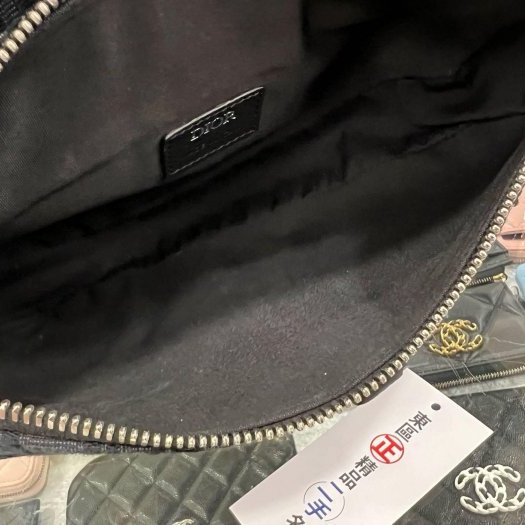 ㊣東區正精品㊣Christian Dior CD 1ADPO093 SADDLE 黑色字紋老花丹寧織布金屬釦馬鞍包胸口包斜背包肩背包 RZ4916-5