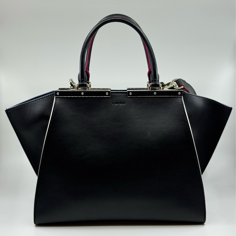 FENDI 3Jours 深藍色 牛皮 銀扣,手挽肩背兩用袋-9