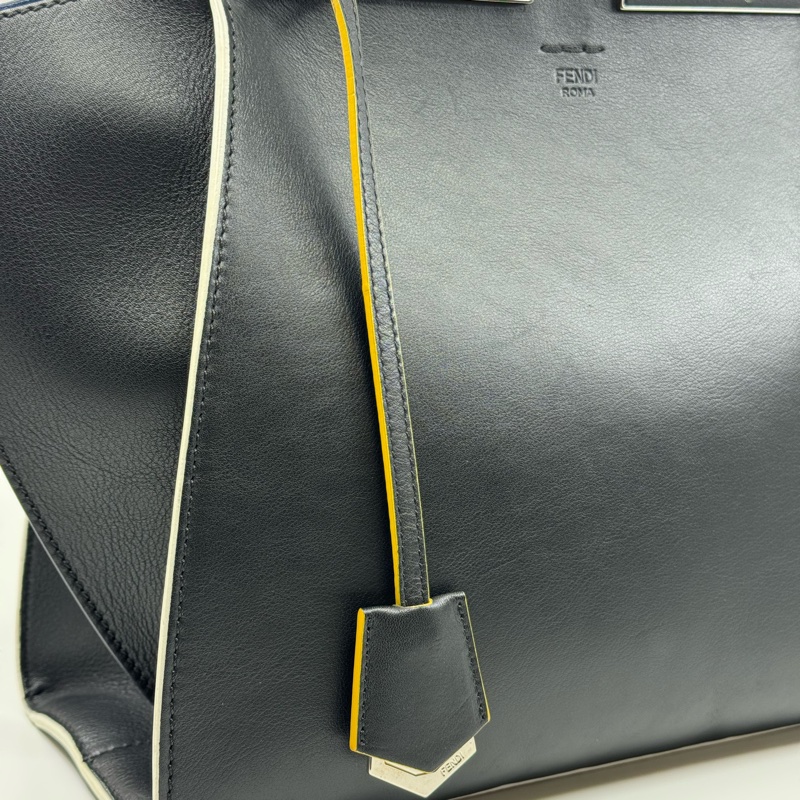 FENDI 3Jours 深藍色 牛皮 銀扣,手挽肩背兩用袋-14