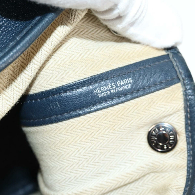 【日本直送】愛馬仕 Negonda Garden Party TPM 手提包 皮革 海軍藍銀色 正品 bs29450A-23