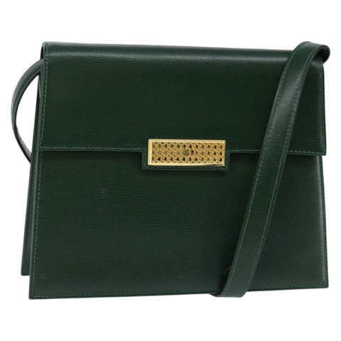 Christian Dior 肩背包 皮革 綠金 正品 BA6365