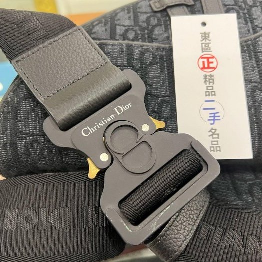 ㊣東區正精品㊣Christian Dior CD 黑色字紋老花丹寧織布金屬釦手提包斜背包肩背包購物袋 RZ5145-8