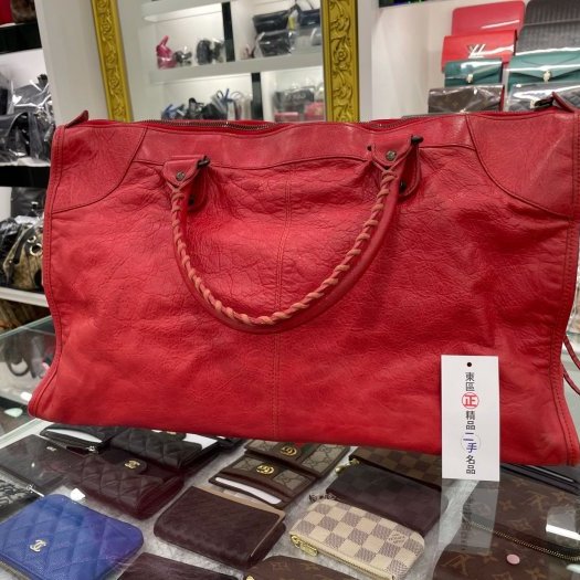 ㊣東區正精品㊣BALENCIAGA 132110 6480 WORK 巴黎世家紅色小釦機車包肩背包手提包RA1143-4