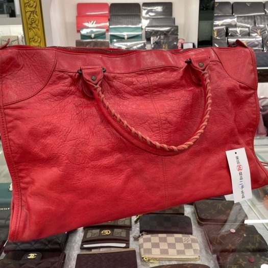 ㊣東區正精品㊣BALENCIAGA 132110 6480 WORK 巴黎世家紅色小釦機車包肩背包手提包RA1143-5