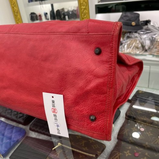 ㊣東區正精品㊣BALENCIAGA 132110 6480 WORK 巴黎世家紅色小釦機車包肩背包手提包RA1143-7