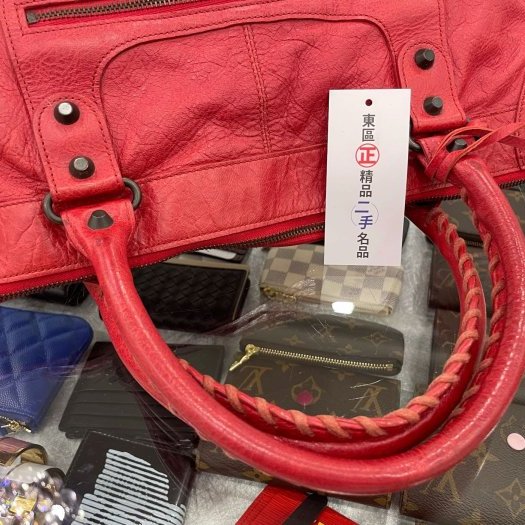 ㊣東區正精品㊣BALENCIAGA 132110 6480 WORK 巴黎世家紅色小釦機車包肩背包手提包RA1143-8