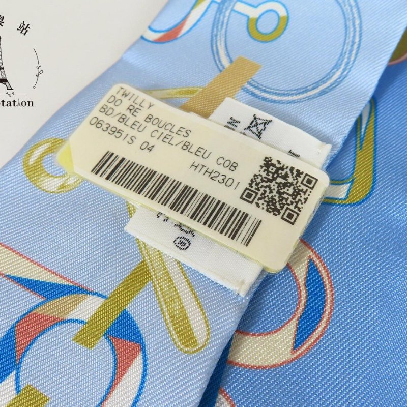 【巴黎站二手名牌專賣店】*全新現貨*HERMES 愛馬仕 真品*DO RE BOUCLES藍色雙面環釦絲巾TWILLY 單條-4
