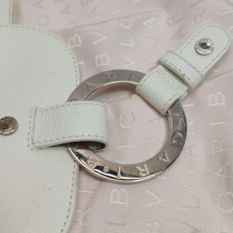 Bvlgari 牛皮尼龍布拼色字母印花金屬環扣斜挎包單肩包-22
