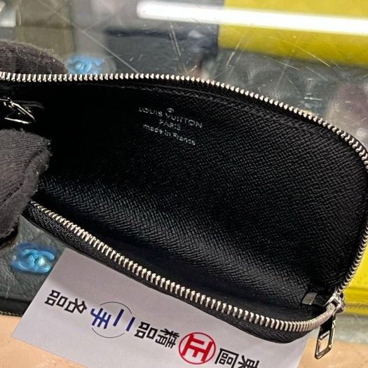 ㊣東區正精品㊣LV LOUIS VUITTON 近全新黑灰格L型拉鍊零錢包RA1833-4