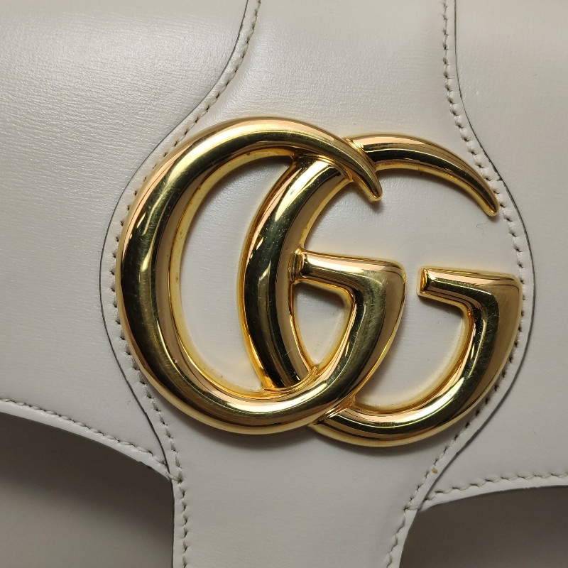 Gucci Arli小號牛皮純色雙G標誌斜挎包-19